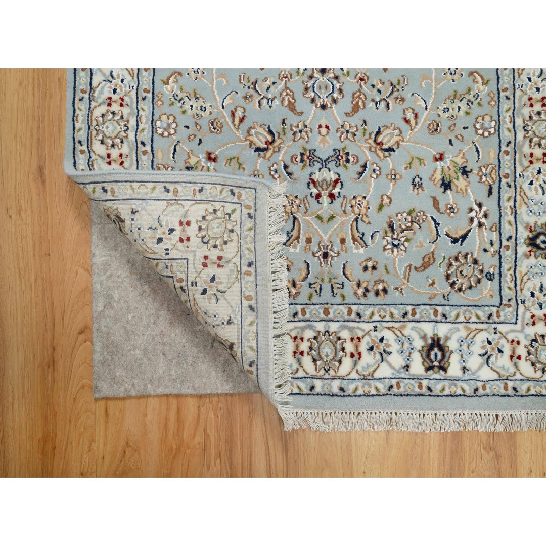 3'2" x 5'3" New Hand Knotted Blue Wool & Silk Rectangle Oriental Rug - MOA10291020