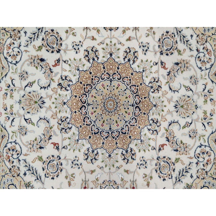 5'6" x 5'9" New Hand Knotted Ivory Wool & Silk Square Oriental Rug - MOA10291021