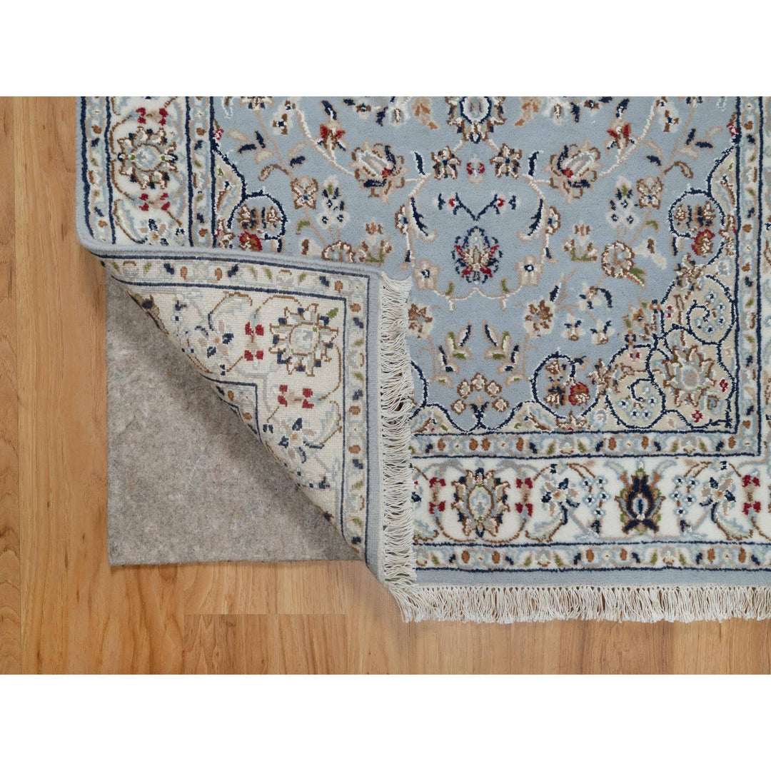 3'0" x 5'2" New Hand Knotted Blue Wool & Silk Rectangle Oriental Rug - MOA10291022