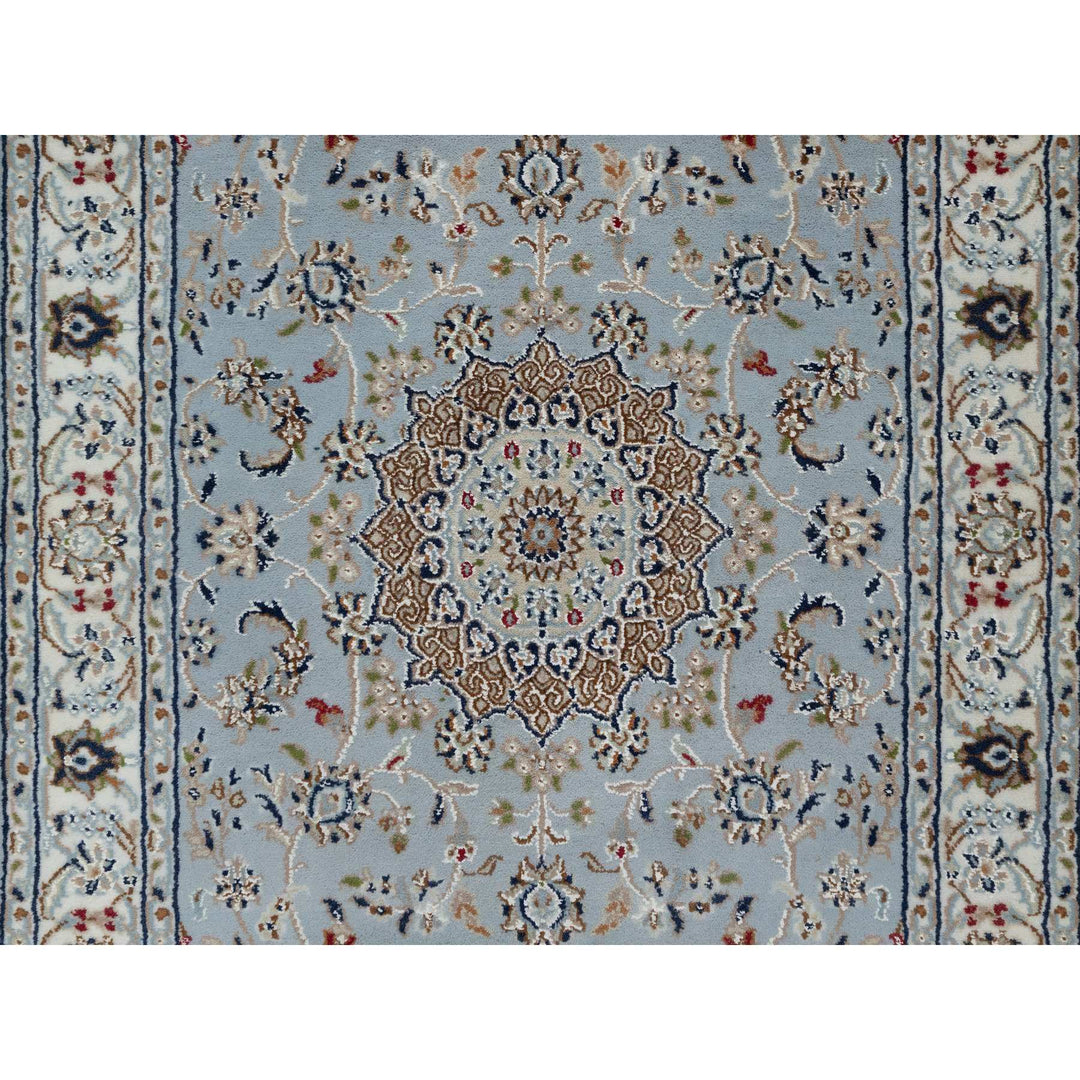 3'0" x 5'2" New Hand Knotted Blue Wool & Silk Rectangle Oriental Rug - MOA10291022