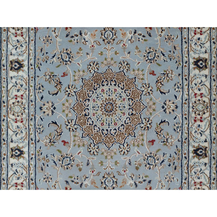 3'0" x 5'2" New Hand Knotted Blue Wool & Silk Rectangle Oriental Rug - MOA10291022