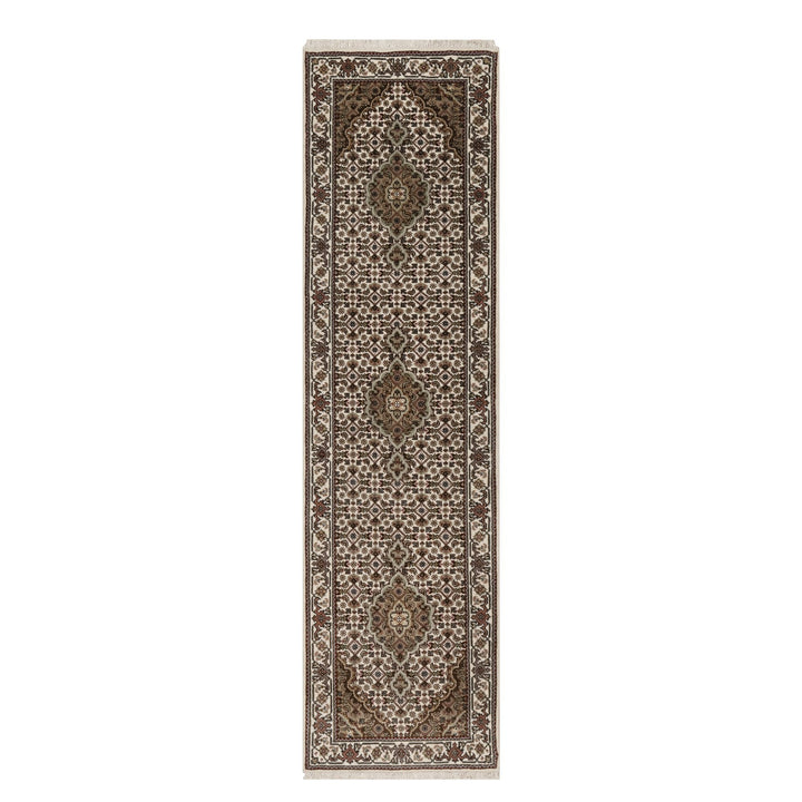 2'1" x 7'9" New Hand Knotted Ivory Wool Runner Oriental Rug - MOA10291024