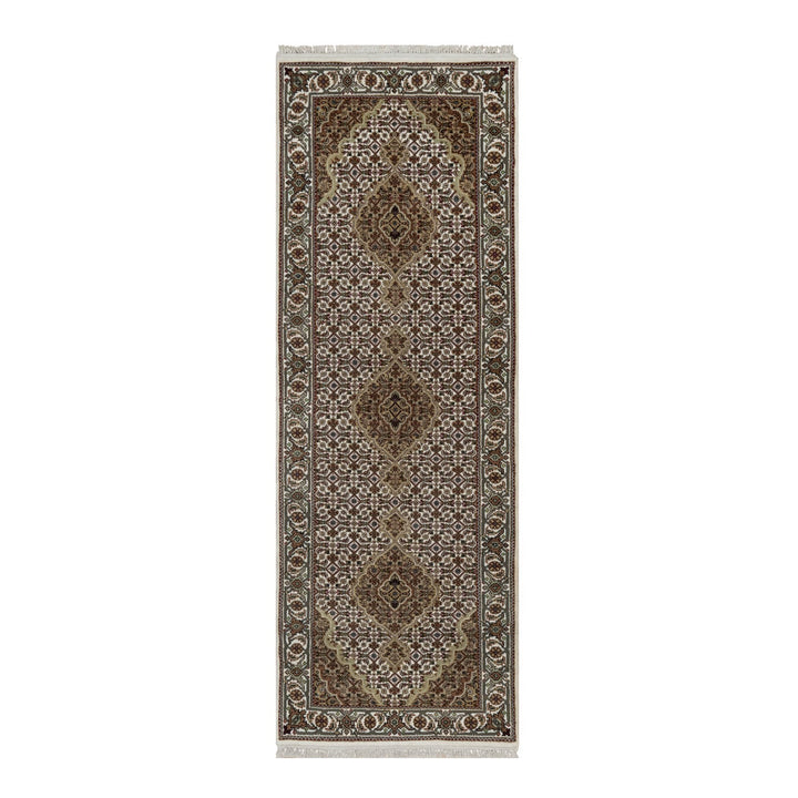 2'10" x 8'0" New Hand Knotted Ivory Wool Runner Oriental Rug - MOA10291025