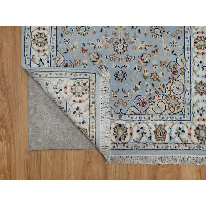 2'8" x 12'9" New Hand Knotted Blue Wool & Silk Runner Oriental Rug - MOA10291026