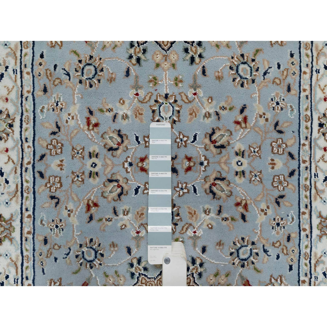 2'8" x 12'9" New Hand Knotted Blue Wool & Silk Runner Oriental Rug - MOA10291026