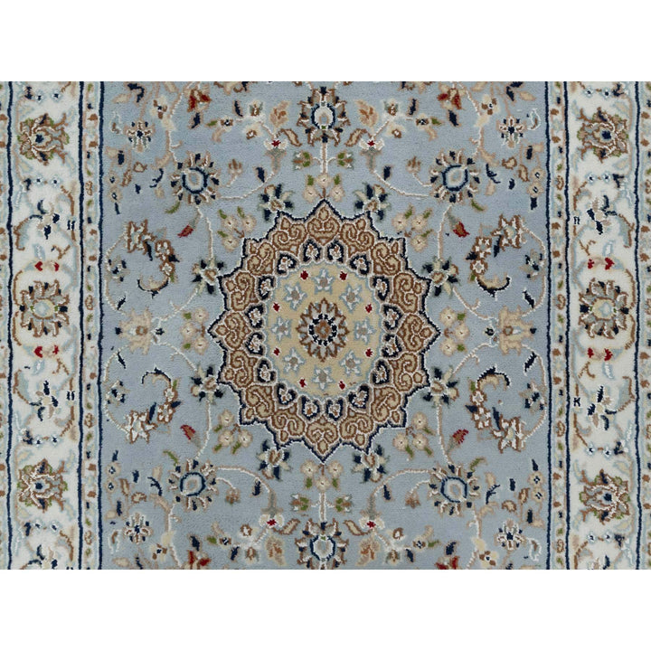 2'8" x 12'9" New Hand Knotted Blue Wool & Silk Runner Oriental Rug - MOA10291026