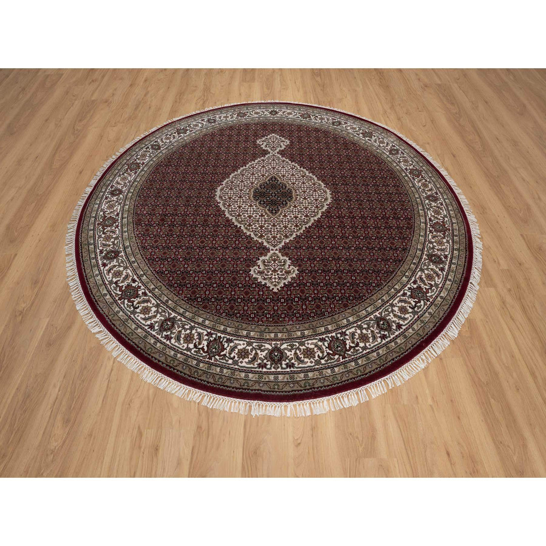 8'0" x 8'0" New Hand Knotted Red Wool Round Oriental Rug - MOA10291031