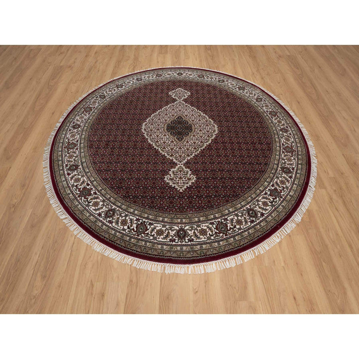 8'0" x 8'0" New Hand Knotted Red Wool Round Oriental Rug - MOA10291031