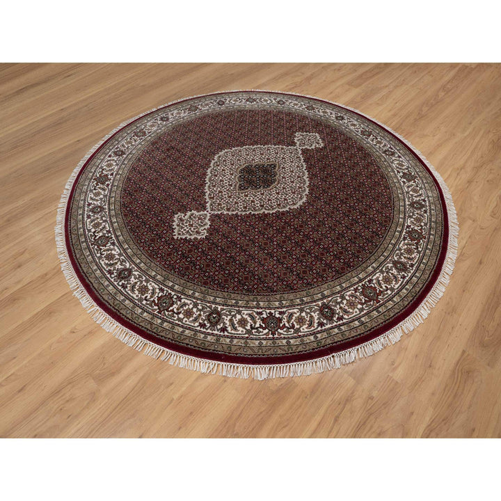 8'0" x 8'0" New Hand Knotted Red Wool Round Oriental Rug - MOA10291031