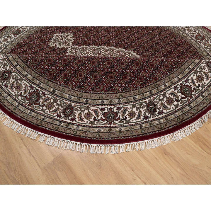 8'0" x 8'0" New Hand Knotted Red Wool Round Oriental Rug - MOA10291031