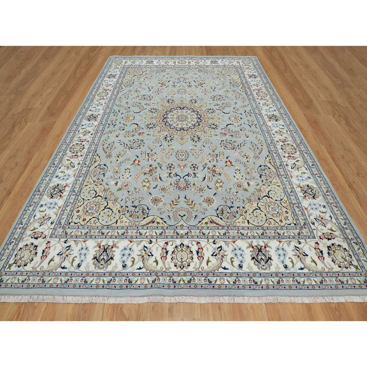 9'0" x 12'3" New Hand Knotted Blue Wool & Silk Rectangle Oriental Rug - MOA10291039