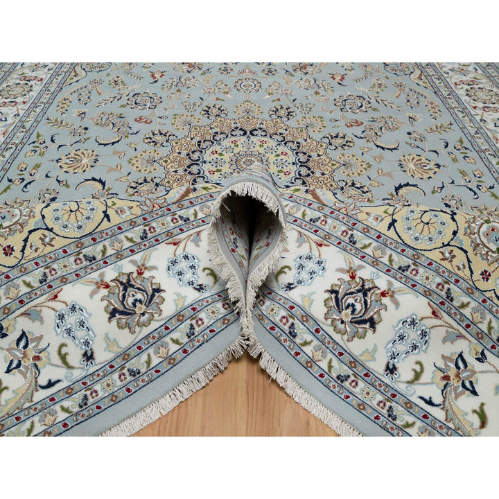 9'0" x 12'3" New Hand Knotted Blue Wool & Silk Rectangle Oriental Rug - MOA10291039