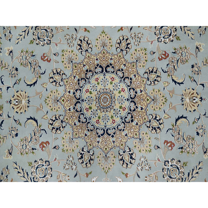 9'0" x 12'3" New Hand Knotted Blue Wool & Silk Rectangle Oriental Rug - MOA10291039