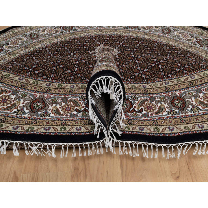 8'0" x 8'0" New Hand Knotted Black Wool Round Oriental Rug - MOA10291041