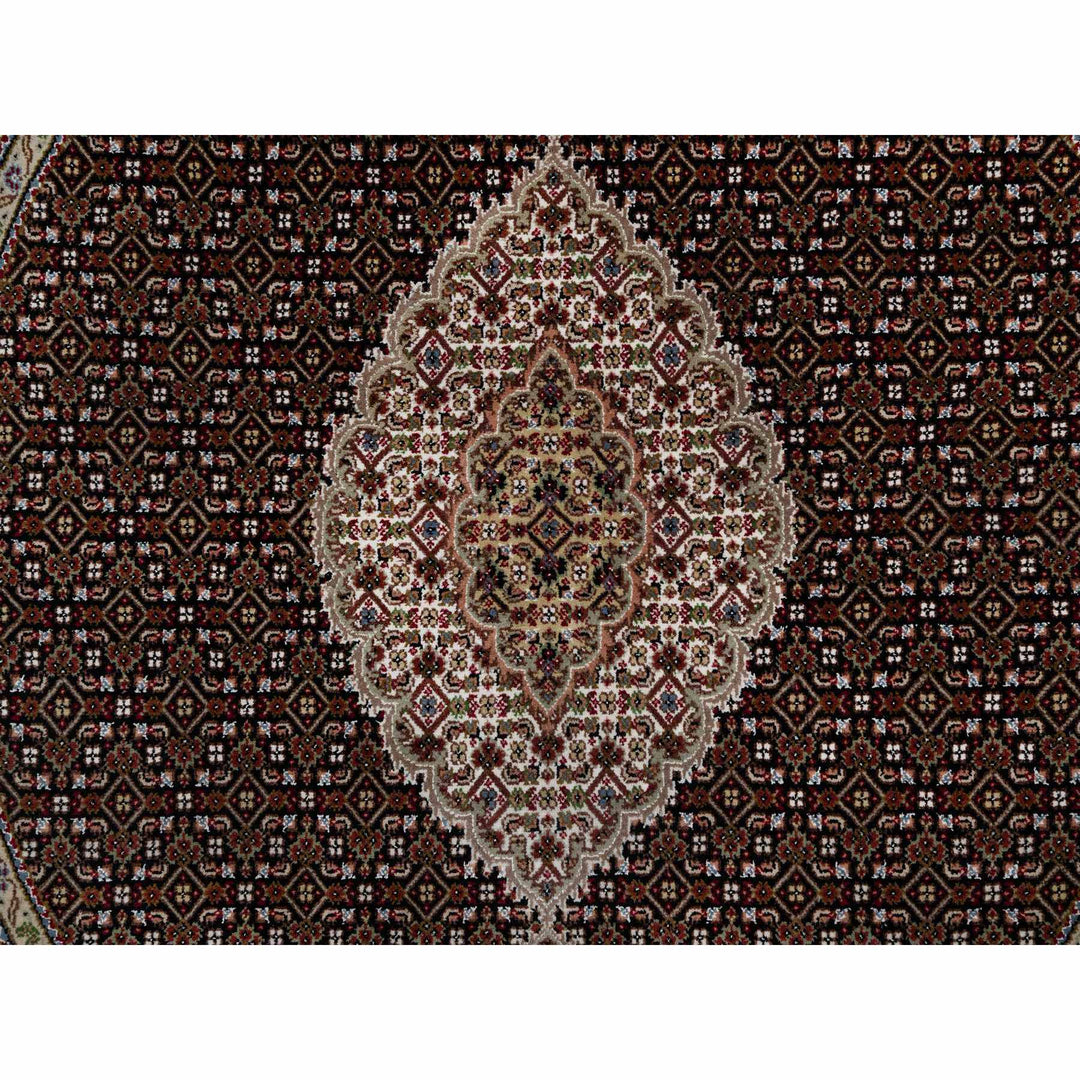 6'0" x 6'0" New Hand Knotted Black Wool Round Oriental Rug - MOA10291043