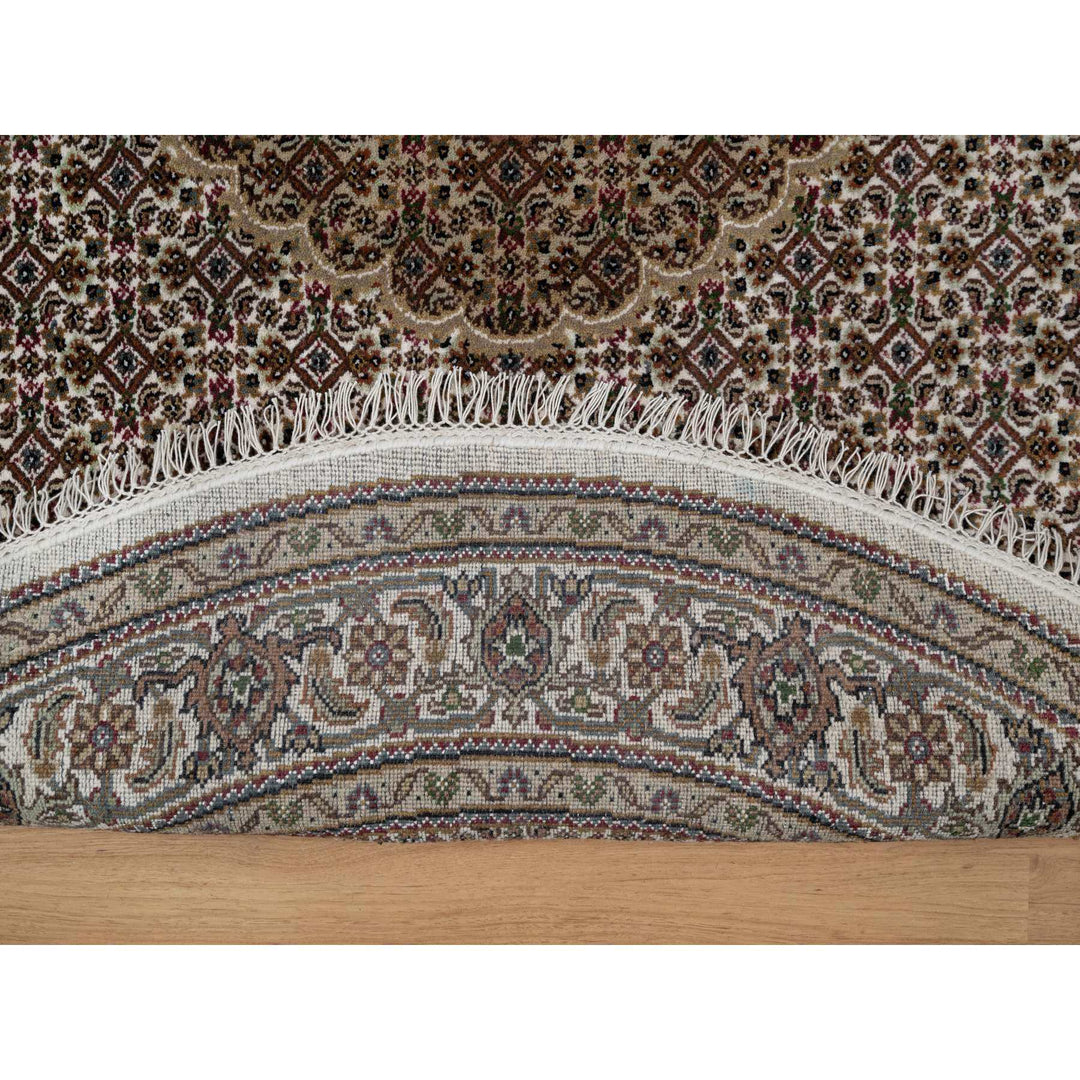 6'0" x 6'0" New Hand Knotted Ivory Wool Round Oriental Rug - MOA10291044