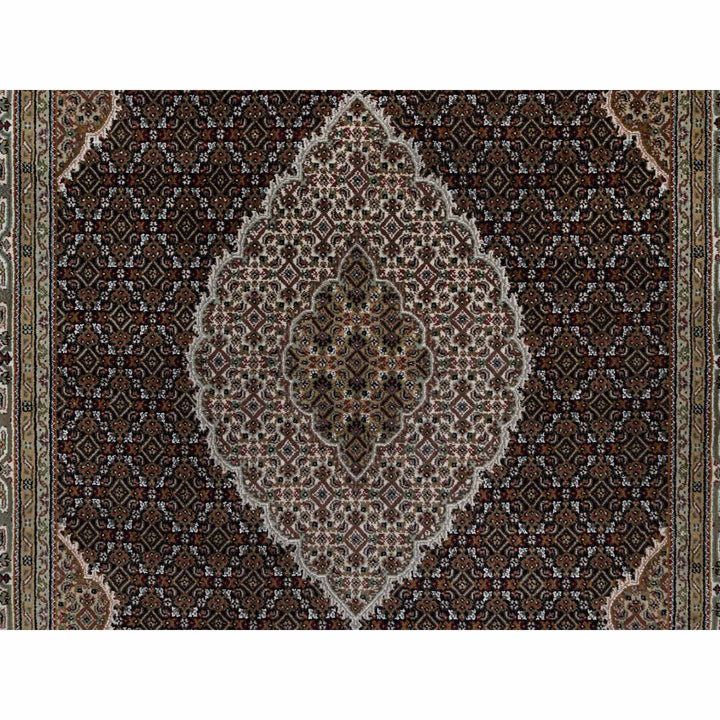 6'0" x 9'1" New Hand Knotted Black Wool Rectangle Oriental Rug - MOA10291051