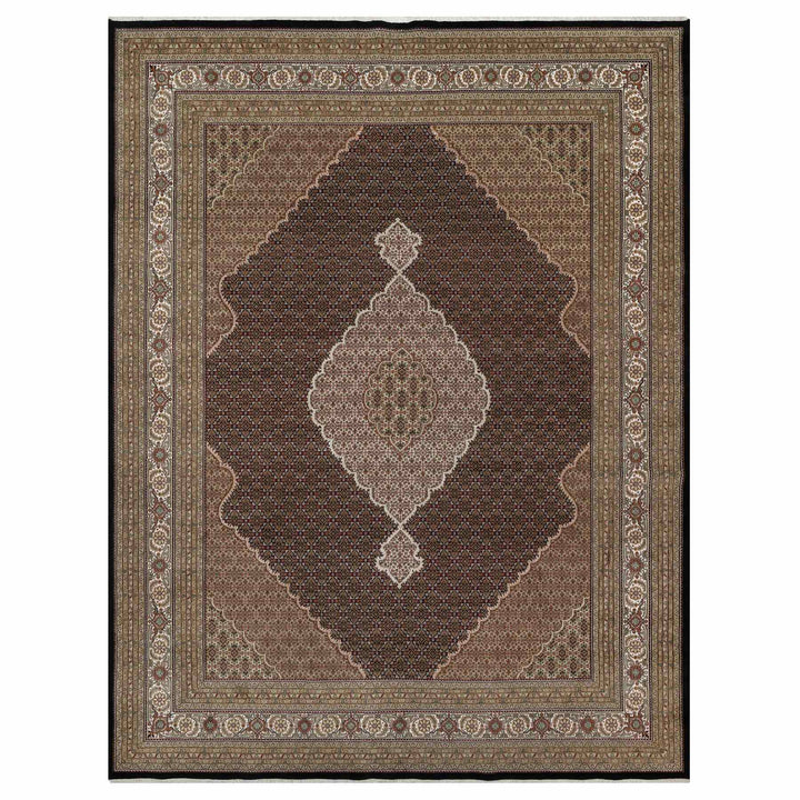 11'8" x 15'2" New Hand Knotted Black Wool Rectangle Oriental Rug - MOA10291056