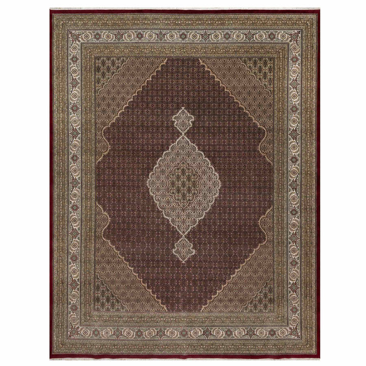 11'9" x 15'1" New Hand Knotted Red Wool Rectangle Oriental Rug - MOA10291060