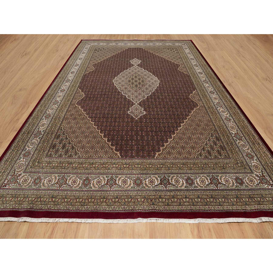 11'9" x 15'1" New Hand Knotted Red Wool Rectangle Oriental Rug - MOA10291060