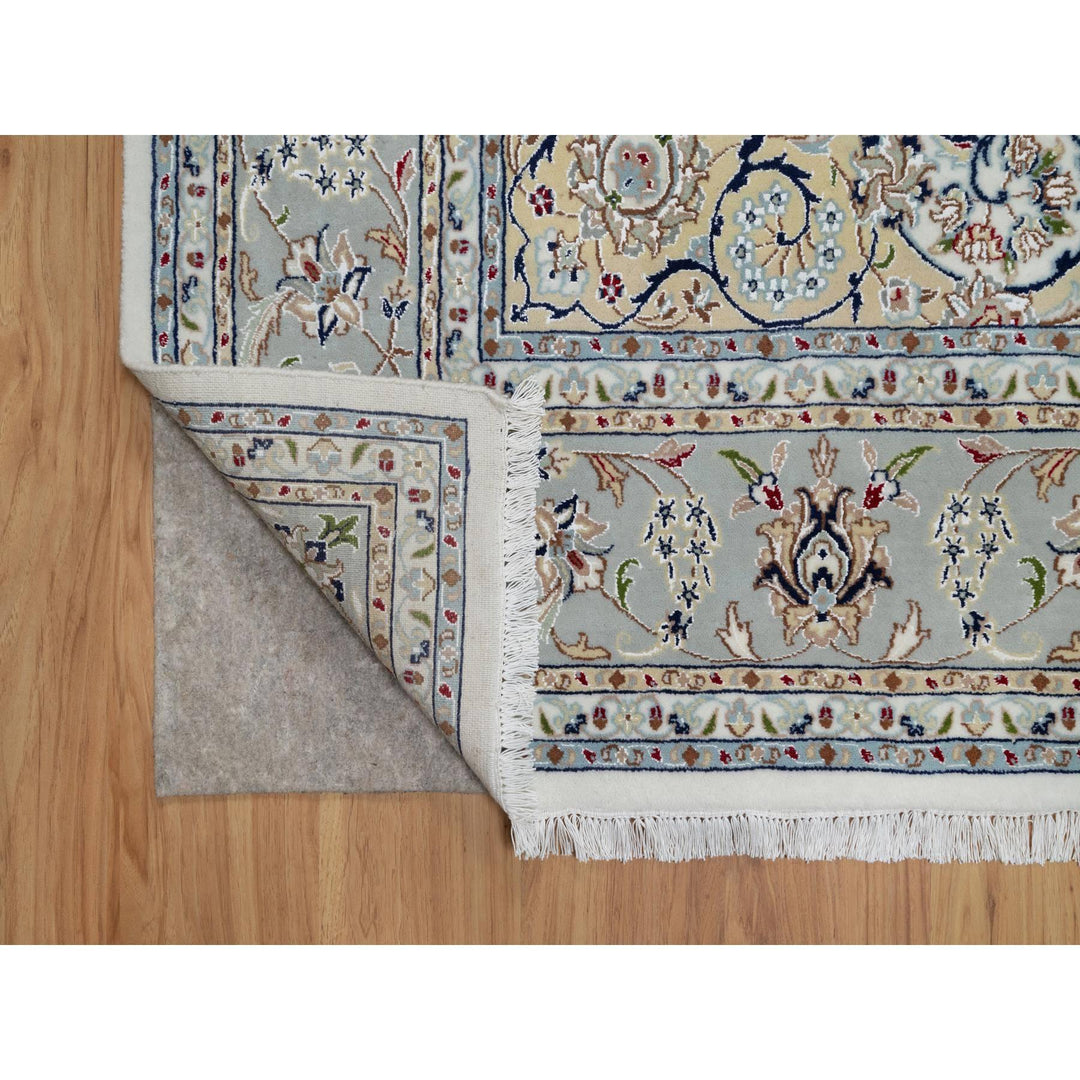 7'8" x 10'2" New Hand Knotted Ivory Wool & Silk Rectangle Oriental Rug - MOA10291074