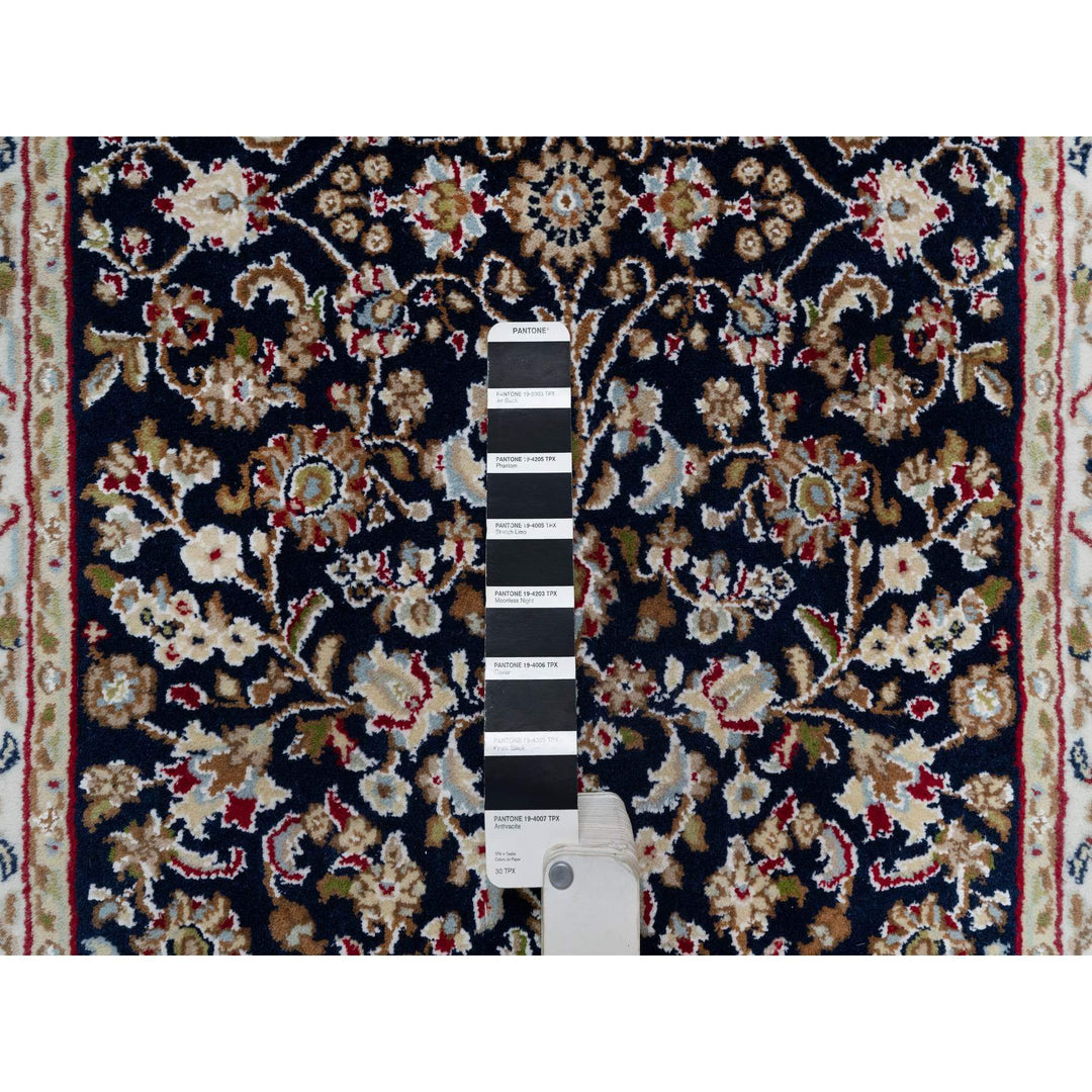 2'6" x 13'3" New Hand Knotted Blue Wool & Silk Runner Oriental Rug - MOA10291076