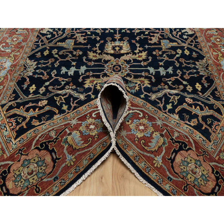 6'2" x 9'2" New Hand Knotted Blue Wool Rectangle Oriental Rug - MOA10291086