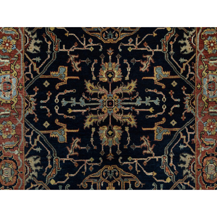 4'2" x 10'2" New Hand Knotted Blue Wool Runner Oriental Rug - MOA10291088