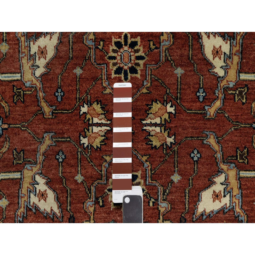 4'2" x 12'1" New Hand Knotted Red Wool Runner Oriental Rug - MOA10291090