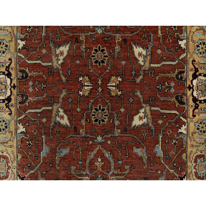 4'2" x 12'1" New Hand Knotted Red Wool Runner Oriental Rug - MOA10291090