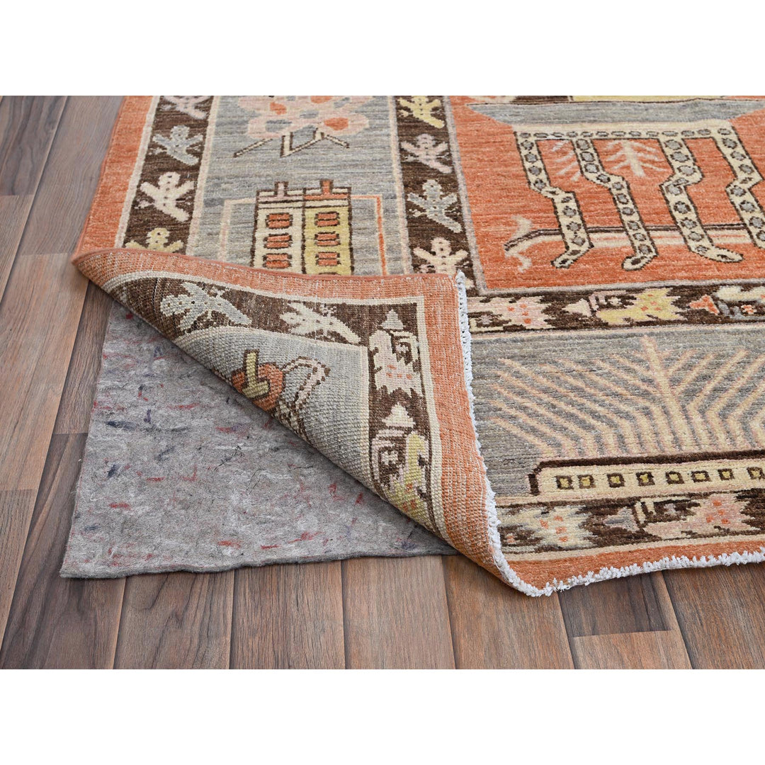 12'1" x 14'6" New Hand Knotted Orange Wool Rectangle Oriental Rug - MOA102910