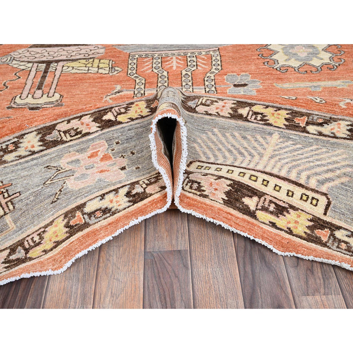 12'1" x 14'6" New Hand Knotted Orange Wool Rectangle Oriental Rug - MOA102910