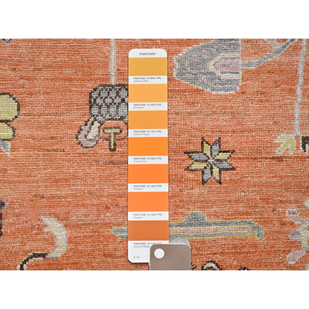 12'1" x 14'6" New Hand Knotted Orange Wool Rectangle Oriental Rug - MOA102910