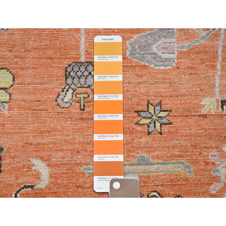 12'1" x 14'6" New Hand Knotted Orange Wool Rectangle Oriental Rug - MOA102910