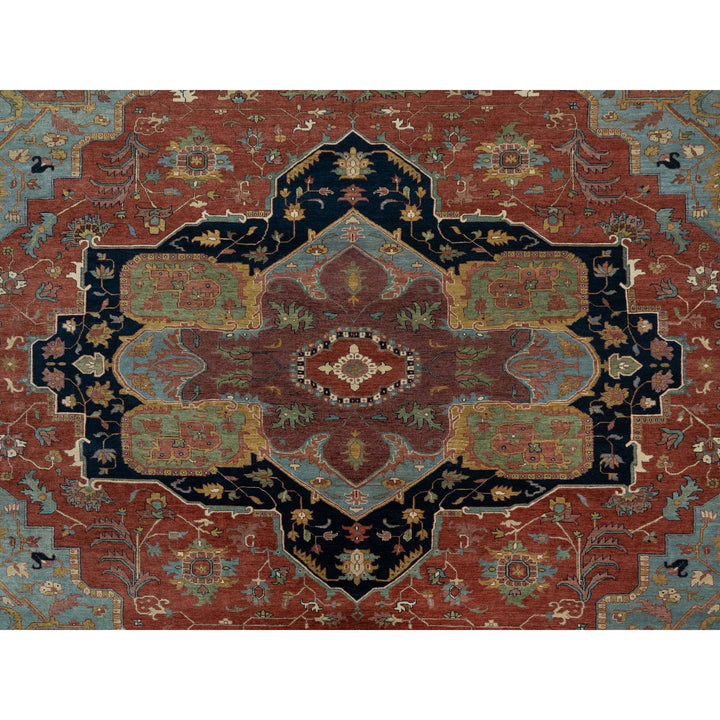 11'9" x 15'4" New Hand Knotted Red Wool Rectangle Oriental Rug - MOA10291109