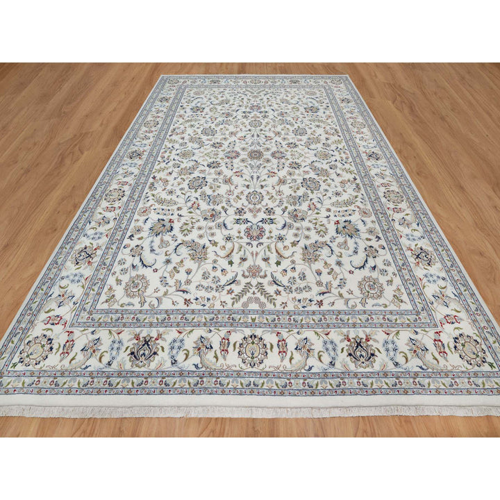 10'0" x 14'2" New Hand Knotted Ivory Wool & Silk Rectangle Oriental Rug - MOA10291123