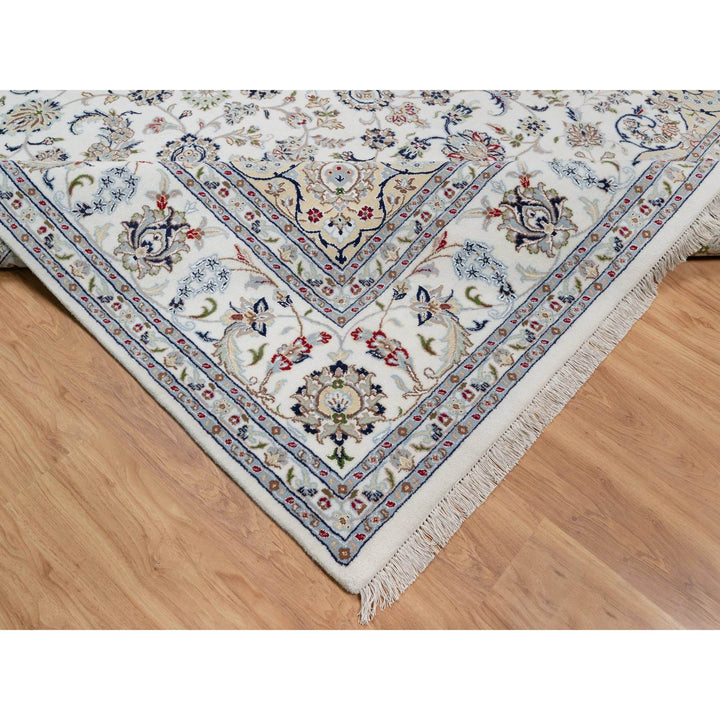 8'10" x 12'4" New Hand Knotted Ivory Wool & Silk Rectangle Oriental Rug - MOA10291124