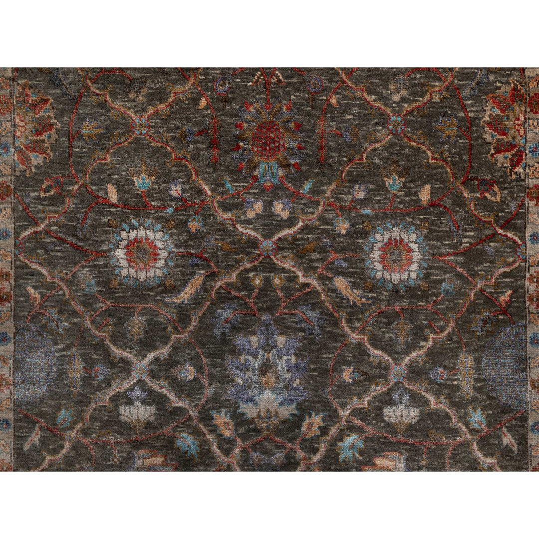 5'0" x 7'0" New Hand Knotted Brown Wool & Silk Rectangle Oriental Rug - MOA10291133