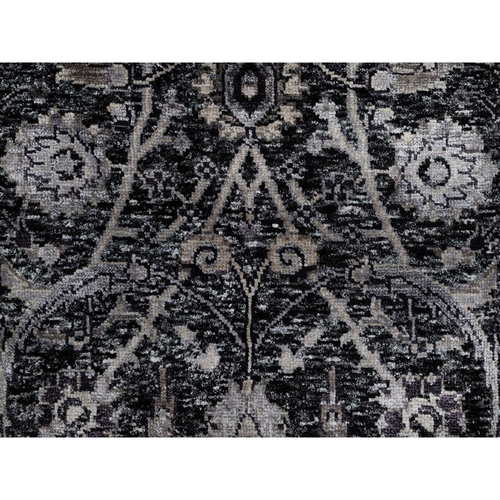 2'0" x 2'11" New Hand Knotted Black Wool & Silk Rectangle Oriental Rug - MOA10291137