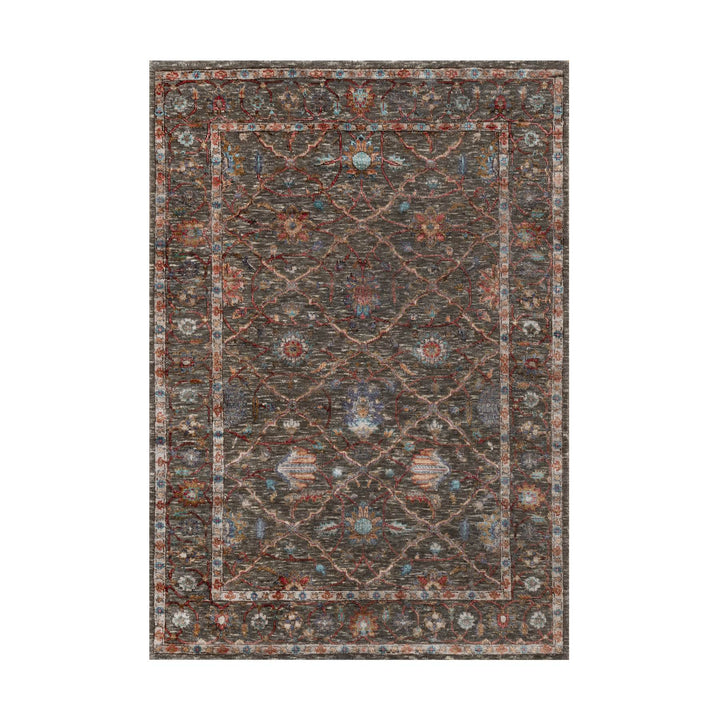 4'1" x 5'11" New Hand Knotted Brown Wool & Silk Rectangle Oriental Rug - MOA10291140