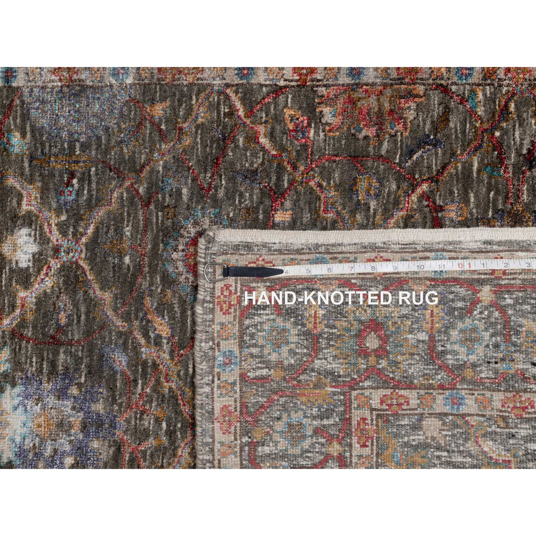 4'1" x 5'11" New Hand Knotted Brown Wool & Silk Rectangle Oriental Rug - MOA10291140