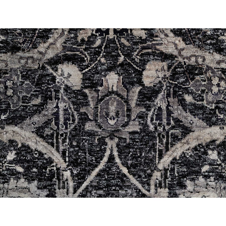 2'7" x 8'0" New Hand Knotted Black Wool & Silk Runner Oriental Rug - MOA10291145