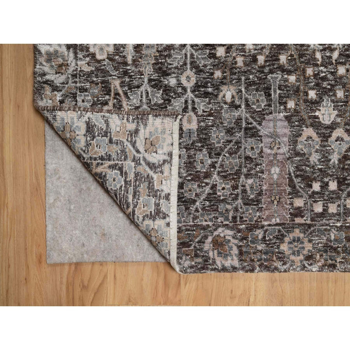 9'9" x 14'2" New Hand Knotted Grey Wool & Silk Rectangle Oriental Rug - MOA10291171