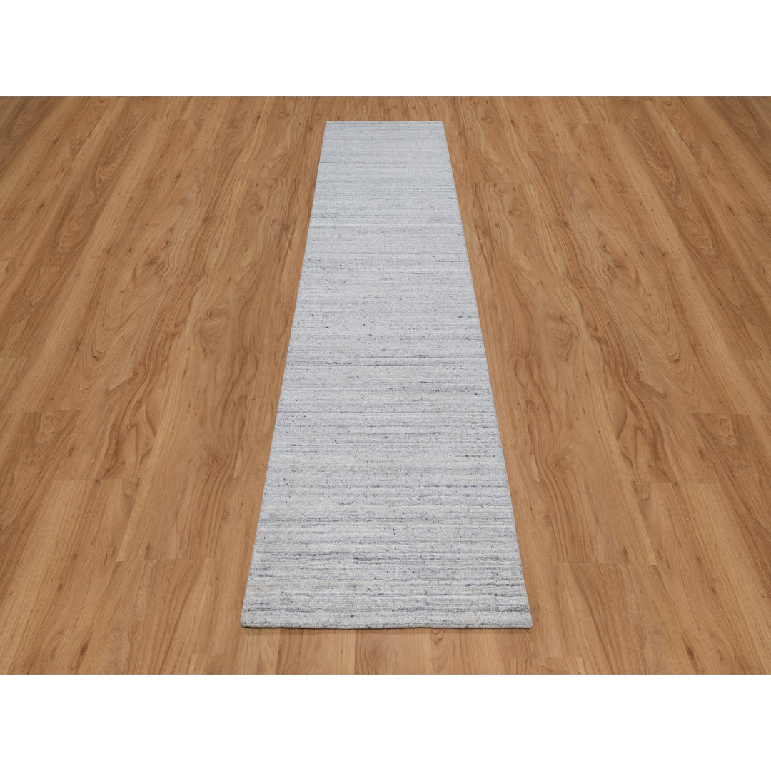 2'6" x 10'0" New Hand Loomed Ivory Wool Runner Oriental Rug - MOA10291179