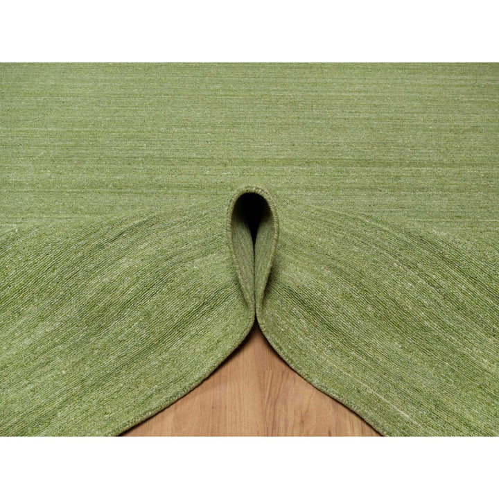 8'0" x 10'0" New Hand Loomed Green Wool Rectangle Oriental Rug - MOA10291190