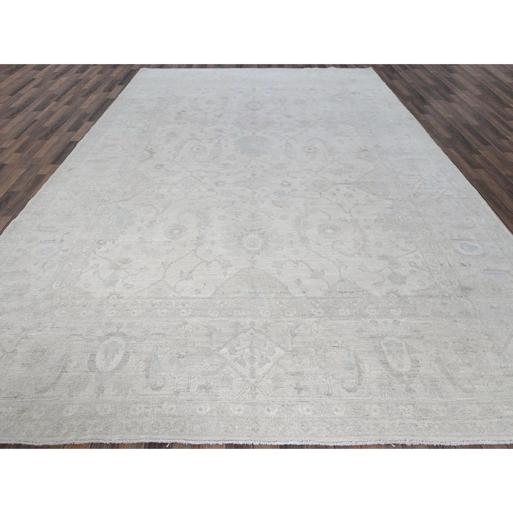 10'2" x 13'9" New Hand Knotted Ivory Wool Rectangle Oriental Rug - MOA102911