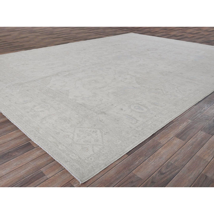 10'2" x 13'9" New Hand Knotted Ivory Wool Rectangle Oriental Rug - MOA102911