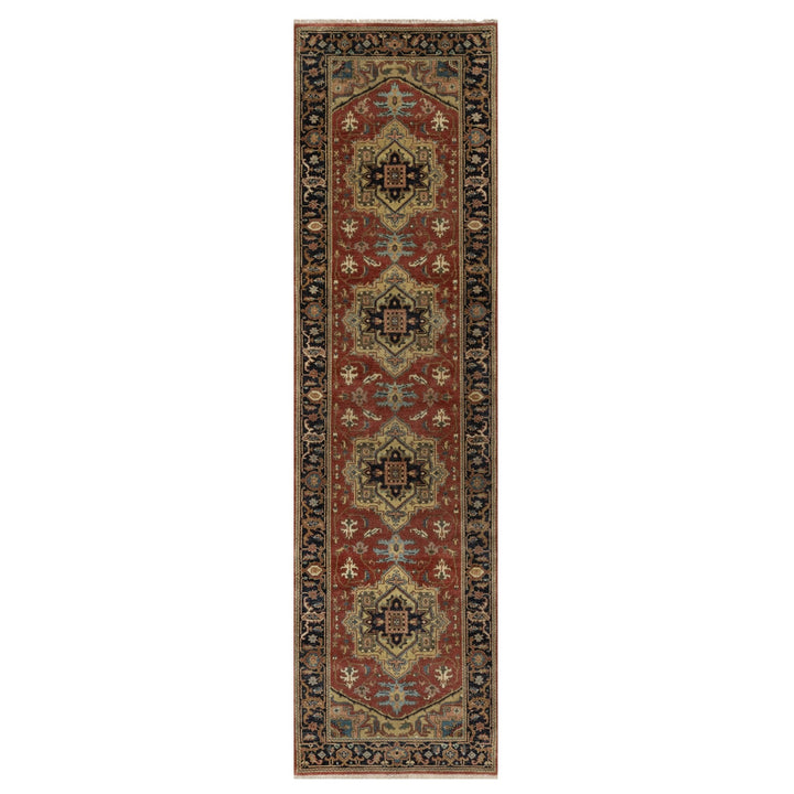 2'8" x 10'0" New Hand Knotted Red Wool Runner Oriental Rug - MOA10291242