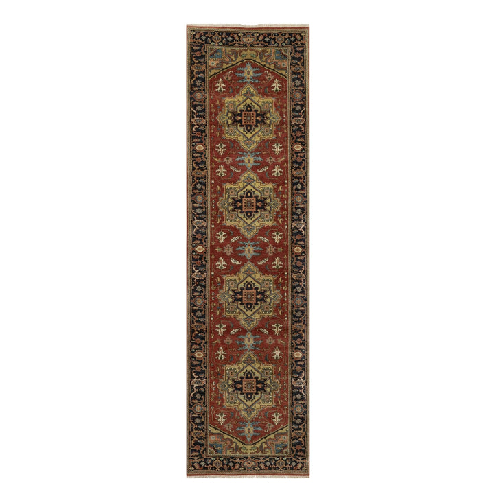 2'8" x 9'11" New Hand Knotted Red Wool Runner Oriental Rug - MOA10291243