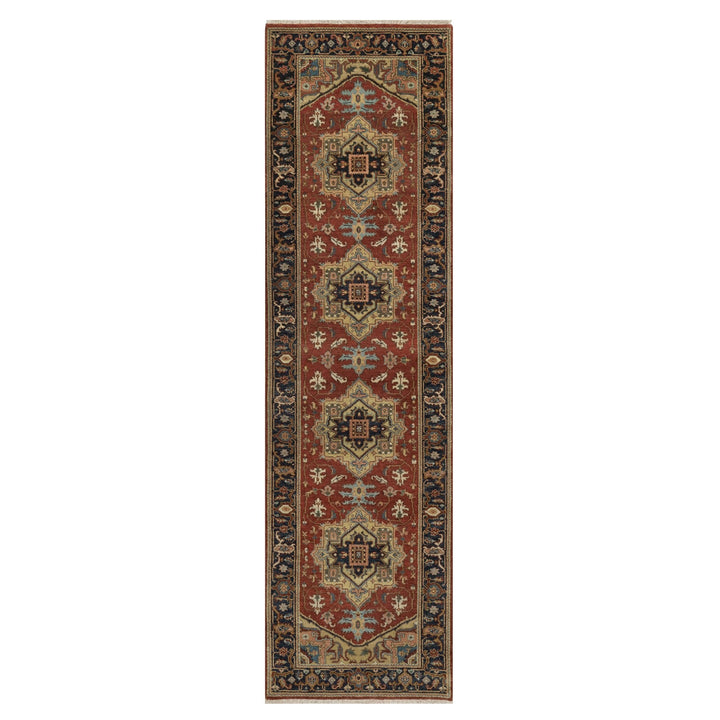 2'9" x 9'11" New Hand Knotted Red Wool Runner Oriental Rug - MOA10291254